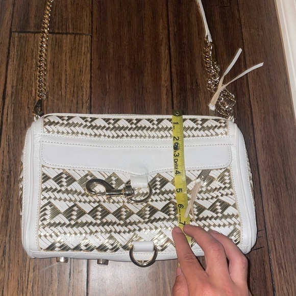 Rare✨White & Gold✨ Rebecca minkoff woven leather bag metallic bag crossbody - Picture 3 of 14